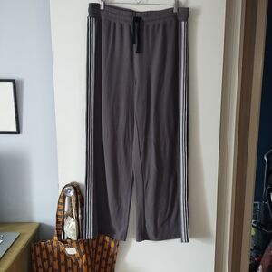 HBC STRIPES Grey Fleece Pull On Lounge Pants L